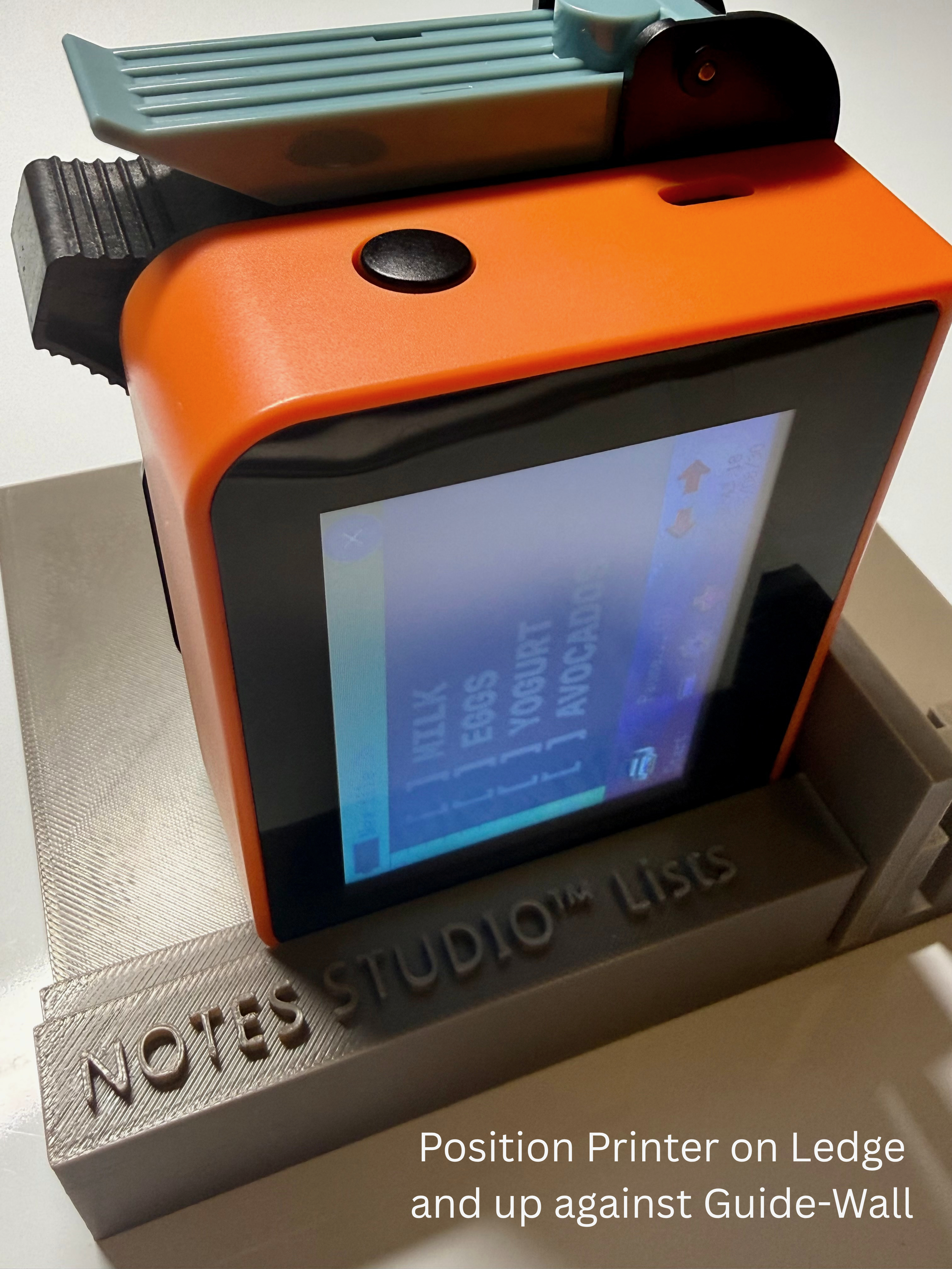 Set printer on the jig ledge and up against the Guide-Wall