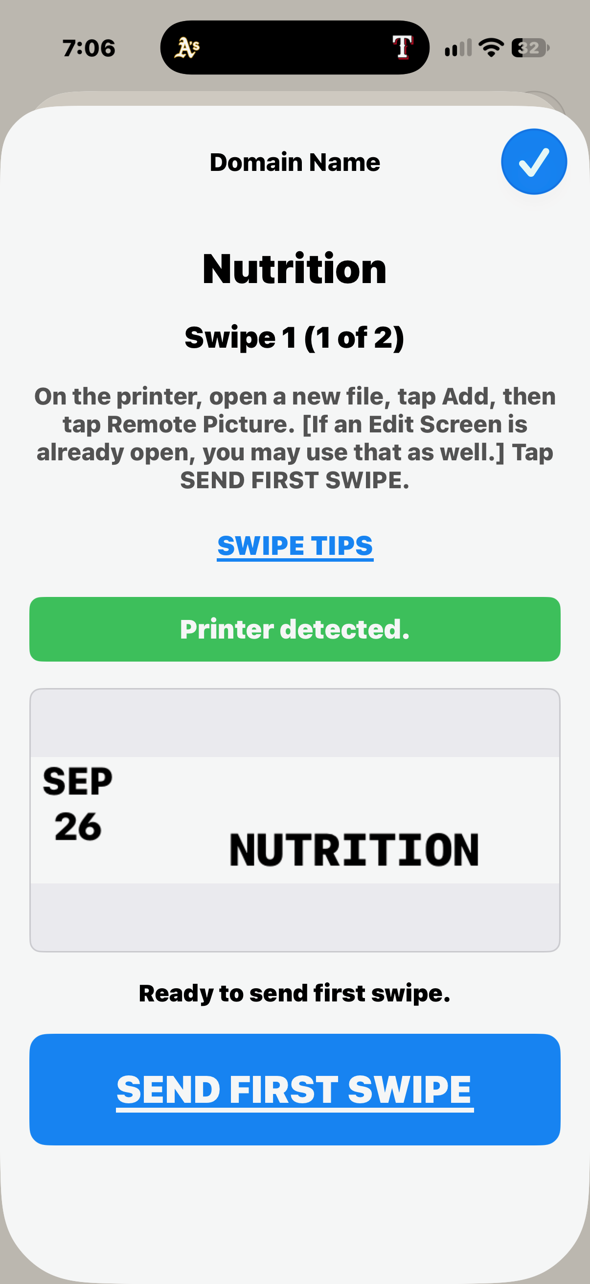 Tap 'SEND FIRST SWIPE'