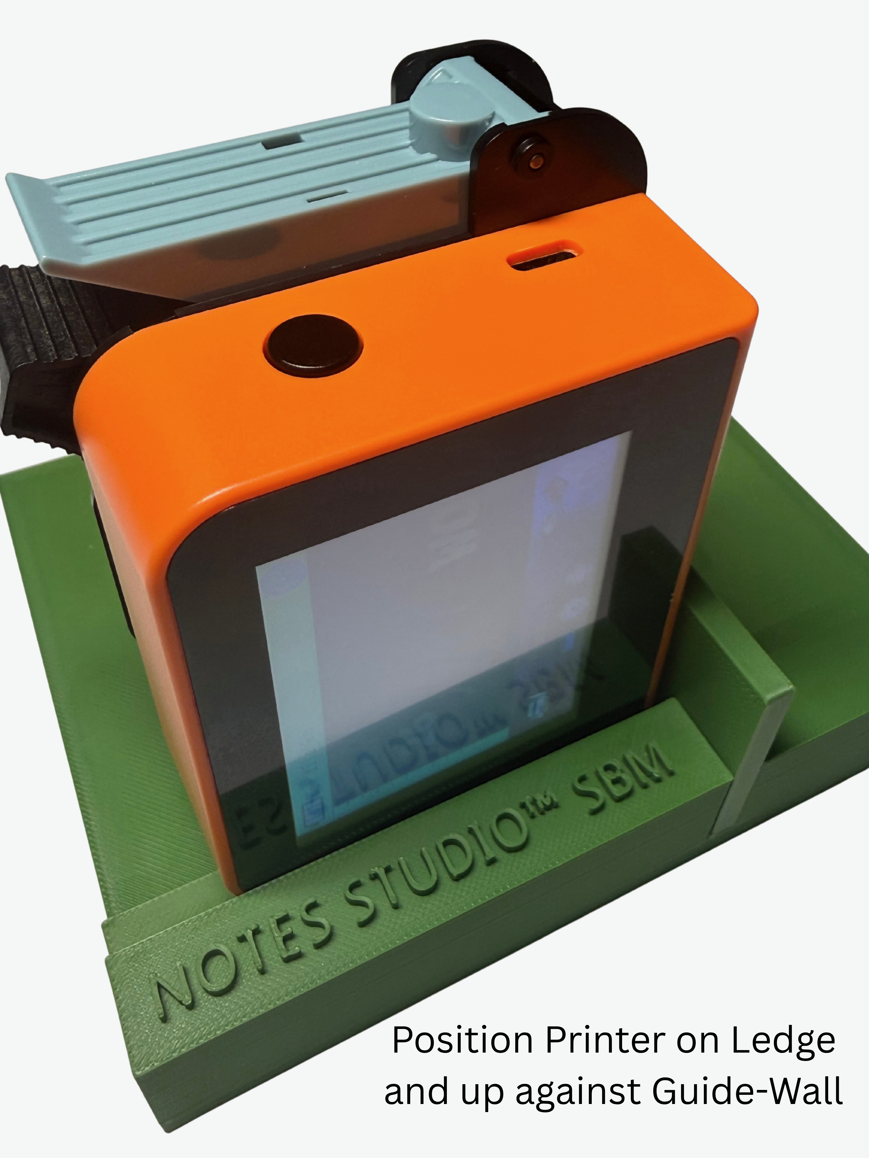 Set printer on the jig ledge and up against the Guide-Wall